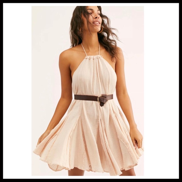 FREE PEOPLE BOHO FLOWY MINI HALTER SLIP DRESS A2C - Picture 13 of 16